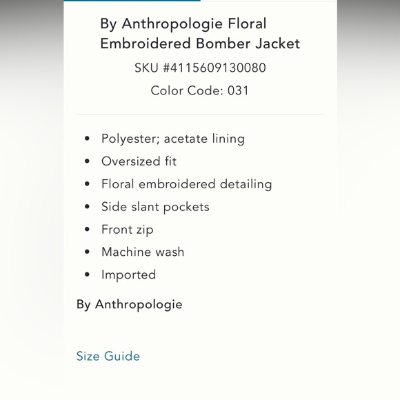 Anthropologie NWT Floral Embroidered Bomber Jacket size XL. - Picture 7 of 11